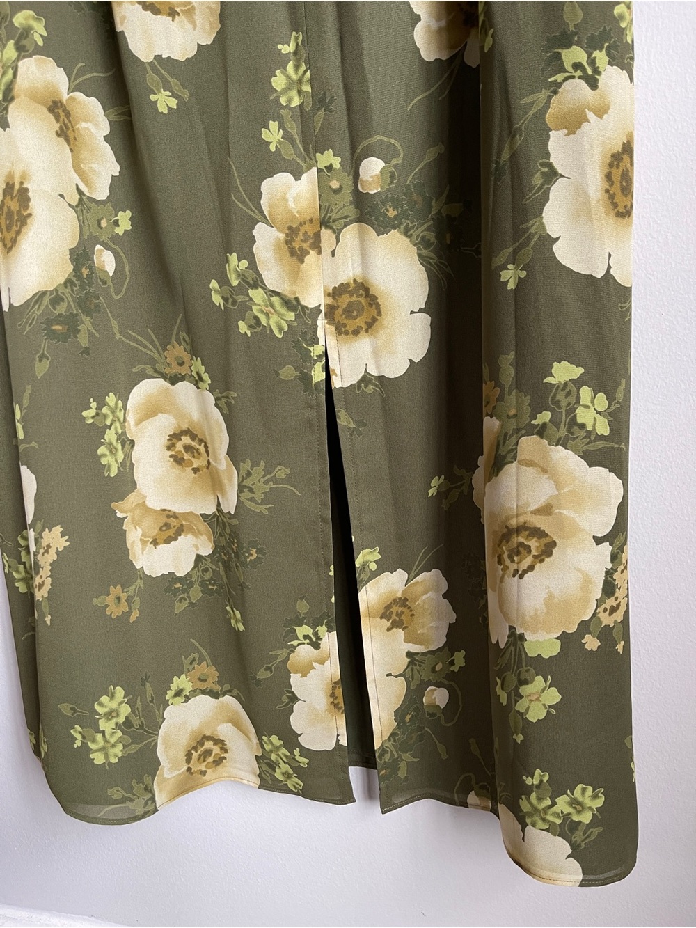 NWT Vintage Y2K Fairy Olive Green + Cream Floral Maxi Skirt - Picture 6 of 8